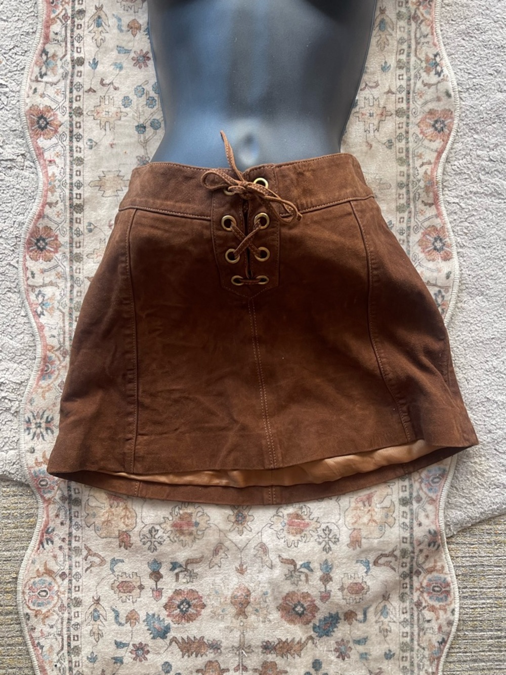 Sézane Brown Suede Lace-Up Mini Skirt